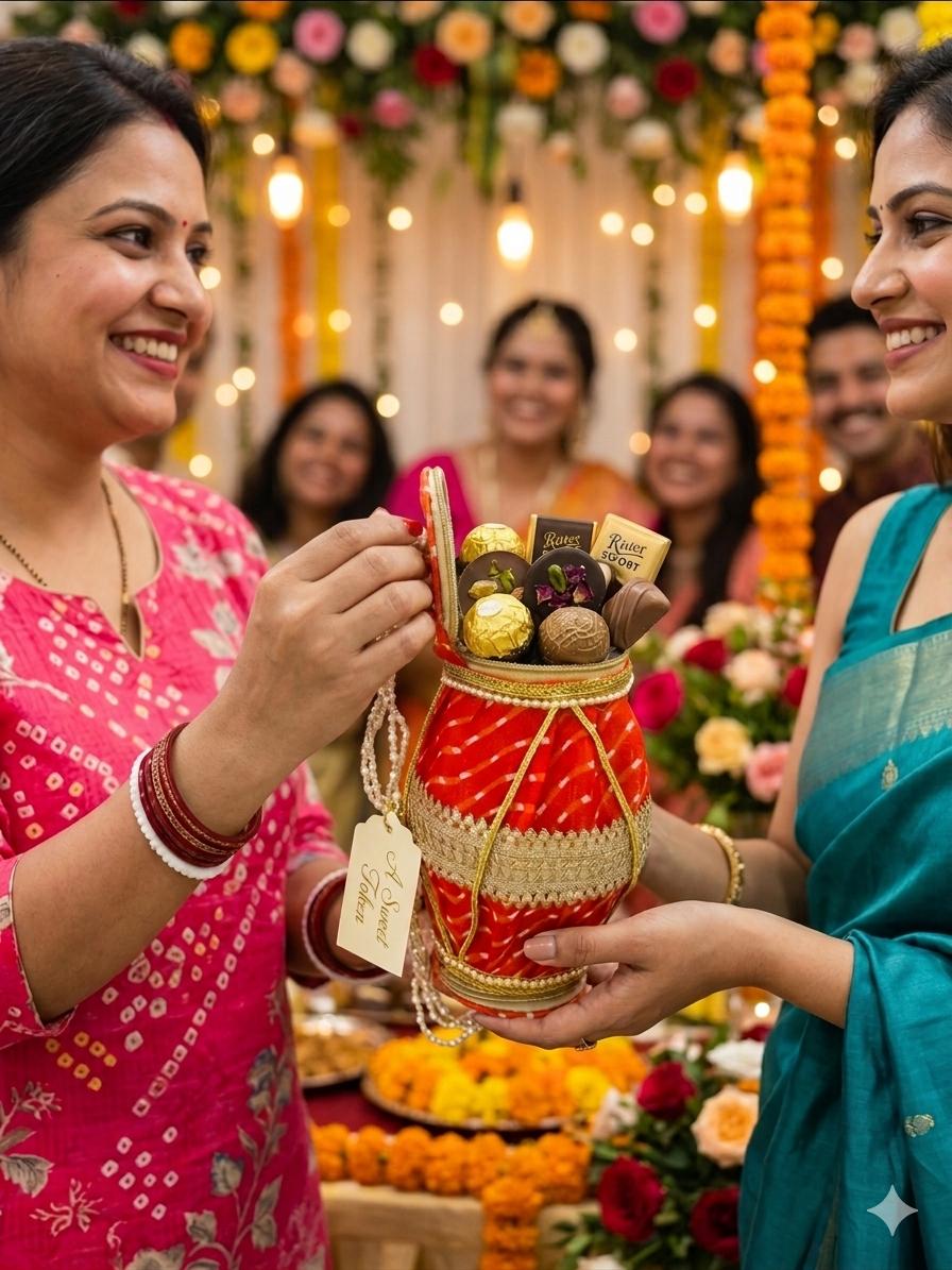 The "Utsav" Dholak Potli – Handcrafted Leheriya Gift Bag