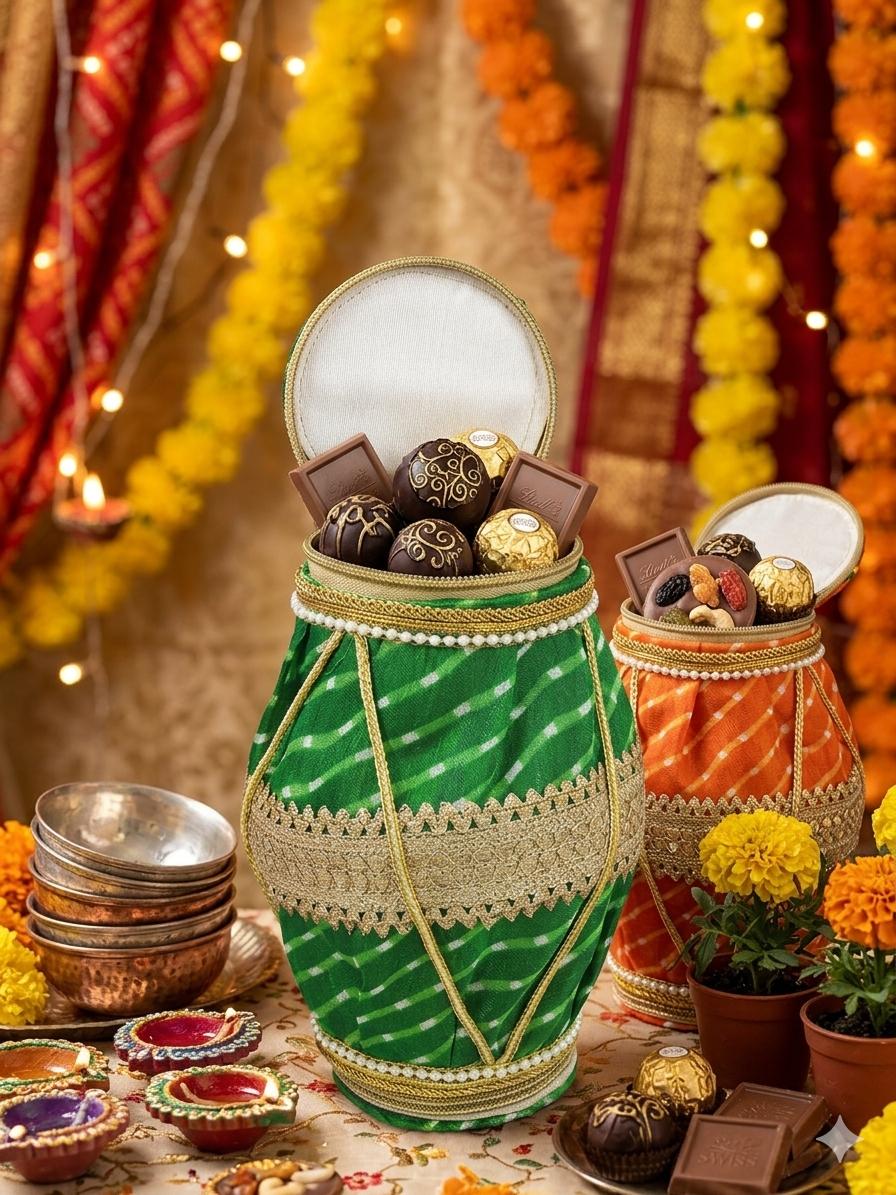 The "Utsav" Dholak Potli – Handcrafted Leheriya Gift Bag