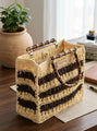 The Artisan Woven Raffia Tote with Bamboo Handles