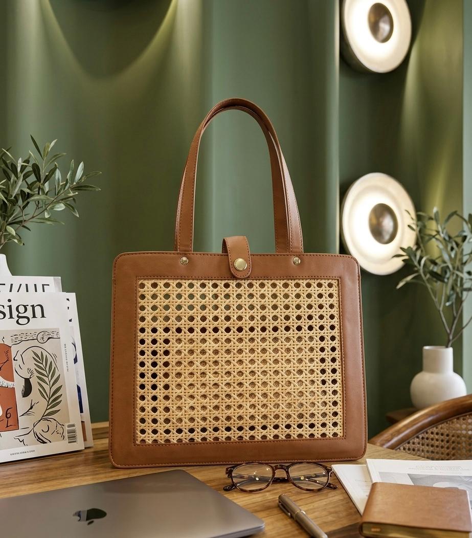 Shaalik Collective Rattan Tote — Handcrafted Work Bag for Women