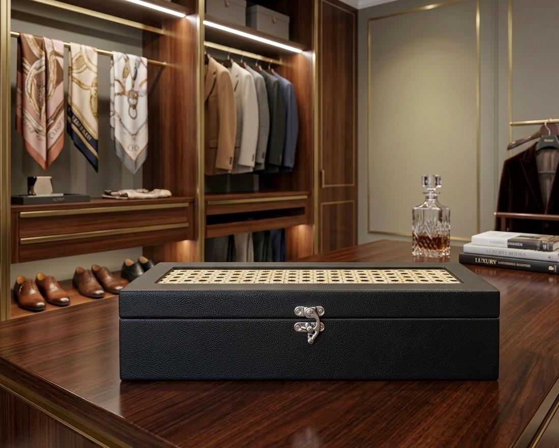 The Artisan Heirloom|Handcrafted Ratan & Faux Leather Watch & Bracelet Box