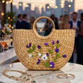 Handcrafted Floral Cane Bag-Luxury Classy Statement Handbag for women