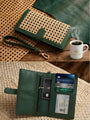 "Kaveri Rattan Wallet — Handwoven Panel, Vegan Leather | Natural Rattan