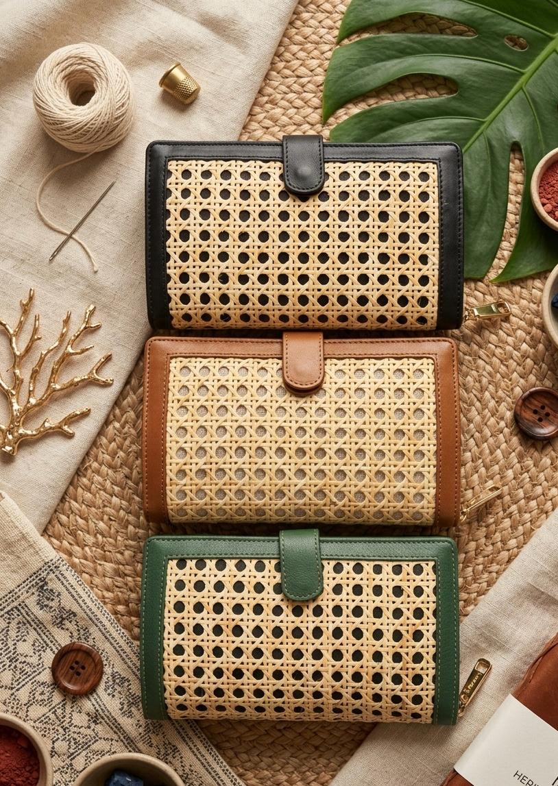 Cane Wallet for Women- Classy Organizer clutch(Vegan Leather)