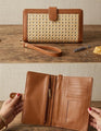 "Kaveri Rattan Wallet — Handwoven Panel, Vegan Leather | Natural Rattan