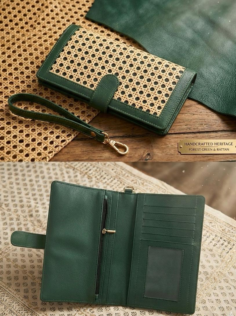 Cane Wallet for Women- Classy Organizer clutch(Vegan Leather)