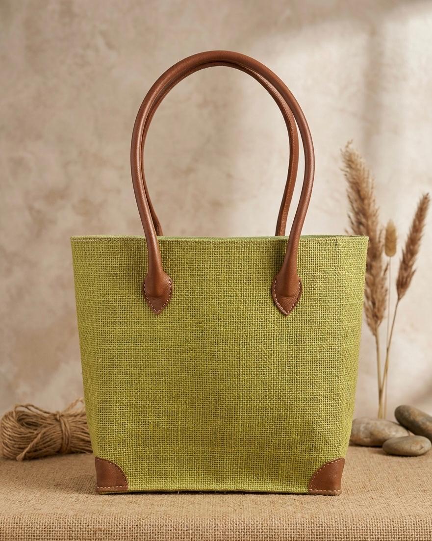 Eco Luxe Handwoven Jute Tote-Sustainable Everyday Bag