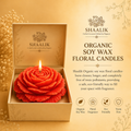 "Shaalik organic soy wax rose scented candle, hand carved flower shape, clean burn and toxin free"