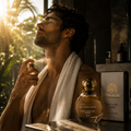 Man misting Shaalik Arctic Citrus & Neroli on her wrist for instant 3-second cooling